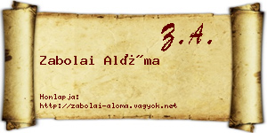 Zabolai Alóma névjegykártya